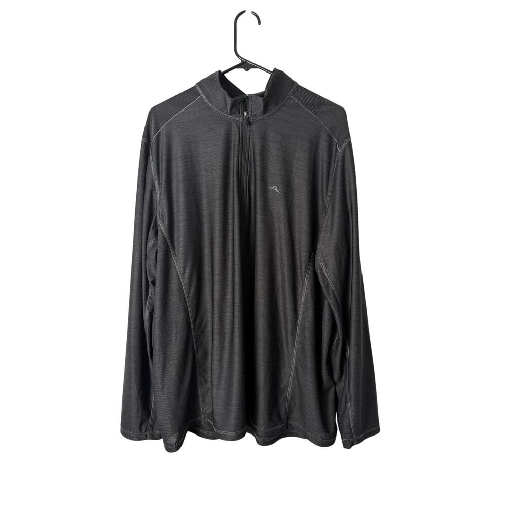 Tommy Bahama IslandZone Mens Size XL Long Sleeve Mock Neck Pullover Shirt Gray